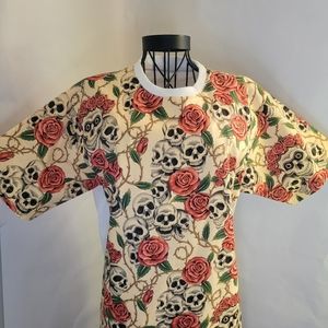 Skull & Roses fabric overlay graphics tee